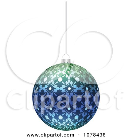 Clipart Hanging Blue And Green Floral Christmas Bauble - Royalty Free Vector Illustration by Andrei Marincas