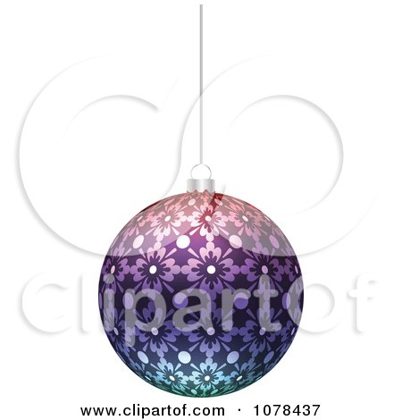 Clipart Hanging Purple Floral Christmas Bauble - Royalty Free Vector Illustration by Andrei Marincas