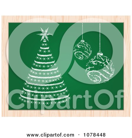 Clipart Christmas Baubles And A Christmas Tree On A Chalk Board - Royalty Free Vector Illustration by Andrei Marincas