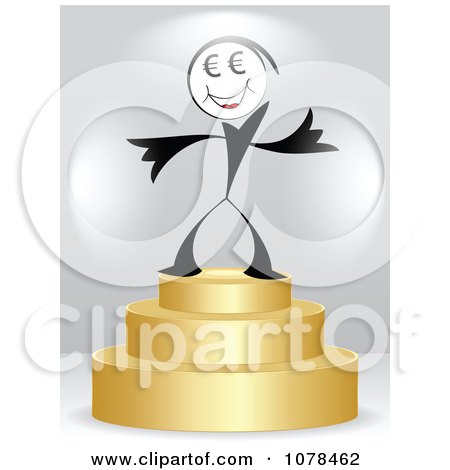 Clipart Dollar Person Winner On A 3d Gold First Place Podium - Royalty Free Vector Illustration by Andrei Marincas