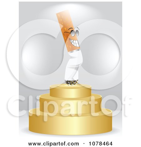 Clipart 3d Cigarette On A First Place Podium - Royalty Free Vector Illustration by Andrei Marincas