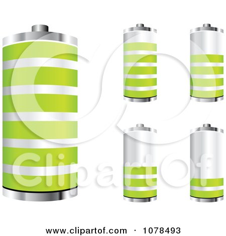 Clipart 3d Silver And Green Batteries At Different Charge Levels - Royalty Free Vector Illustration by Andrei Marincas