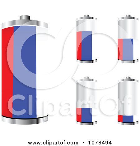 Clipart 3d Russian Flag Batteries At Different Charge Levels - Royalty Free Vector Illustration by Andrei Marincas
