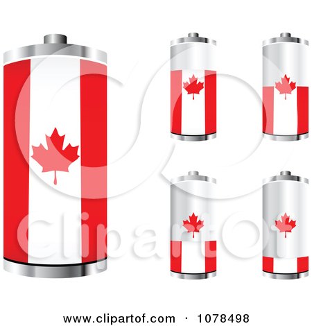 Clipart 3d Canadian Flag Batteries At Different Charge Levels - Royalty Free Vector Illustration by Andrei Marincas