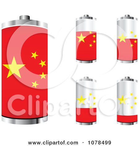 Clipart 3d Chinese Flag Batteries At Different Charge Levels - Royalty Free Vector Illustration by Andrei Marincas