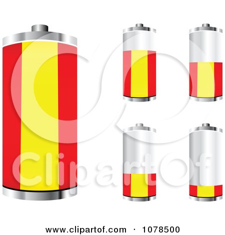 Clipart 3d Spanish Flag Batteries At Different Charge Levels - Royalty Free Vector Illustration by Andrei Marincas