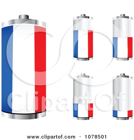 Clipart 3d French Flag Batteries At Different Charge Levels - Royalty Free Vector Illustration by Andrei Marincas