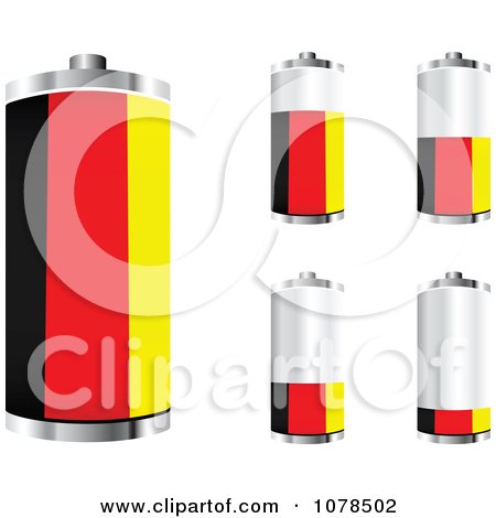 Clipart 3d German Flag Batteries At Different Charge Levels - Royalty Free Vector Illustration by Andrei Marincas