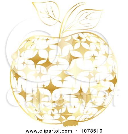 Clipart Gold Starry Apple - Royalty Free Vector Illustration by Andrei Marincas