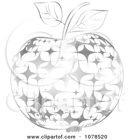 Clipart Silver Starry Apple - Royalty Free Vector Illustration by Andrei Marincas