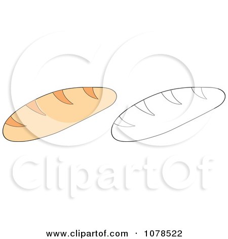 Clipart Colored And Outlined French Bread - Royalty Free Vector Illustration by Andrei Marincas