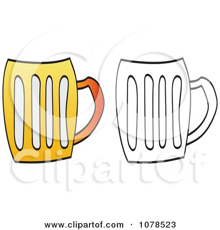 Clipart Colored And Outlined Beer Mugs - Royalty Free Vector Illustration by Andrei Marincas