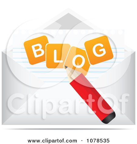 Clipart Pencil Writing In A Blog Envelope - Royalty Free Vector Illustration by Andrei Marincas