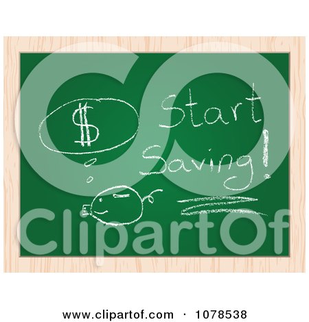 Clipart Start Saving Drawing On A Chalk Board - Royalty Free Vector Illustration by Andrei Marincas