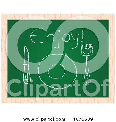 Clipart Plate And Enjoy Drawing On A Chalk Board - Royalty Free Vector Illustration by Andrei Marincas