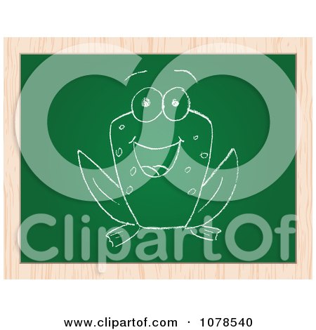Clipart Drawing Of A Frog On A Chalk Board - Royalty Free Vector Illustration by Andrei Marincas