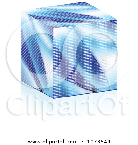 Clipart Blue Cube Made Of Dots - Royalty Free Vector Illustration by Andrei Marincas