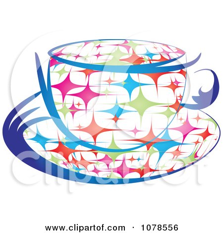 Clipart Colorful Starry Coffee Cup And Saucer - Royalty Free Vector Illustration by Andrei Marincas