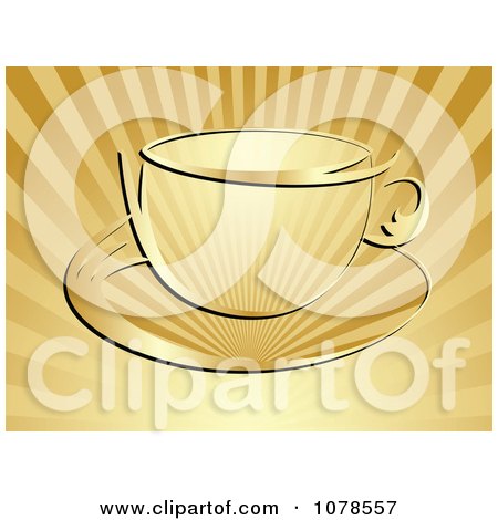 Clipart Golden Ray Coffee Cup And Saucer - Royalty Free Vector Illustration by Andrei Marincas