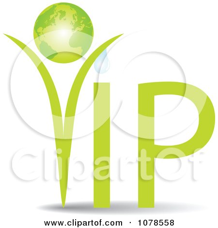 Clipart Green VIP Globe Dewy Plant - Royalty Free Vector Illustration by Andrei Marincas