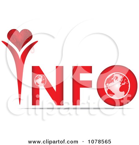 Clipart Red INFO With Heart And A Globe - Royalty Free Vector Illustration by Andrei Marincas