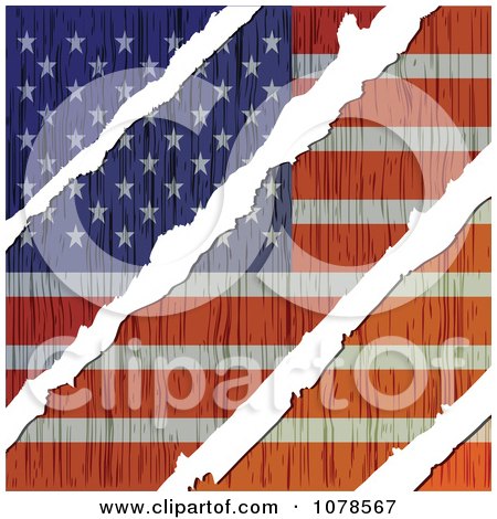 Clipart White Tears Through A Wooden American Flag - Royalty Free Vector Illustration by Andrei Marincas