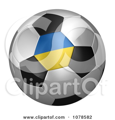 Clipart 3d Ukraine Flag On A Traditional Soccer Ball - Royalty Free CGI Illustration by stockillustrations