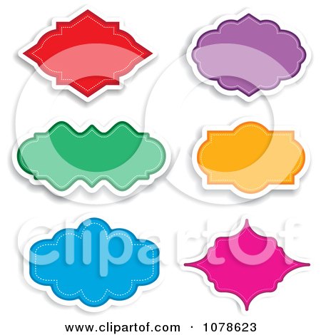 Clipart Colorful Label Designs With Drop Shadows - Royalty Free Vector Illustration by KJ Pargeter