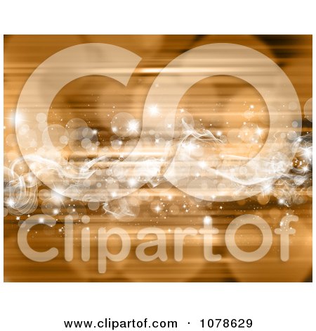 Clipart White Stars And Bokeh Lights Over Gold - Royalty Free Illustration by KJ Pargeter