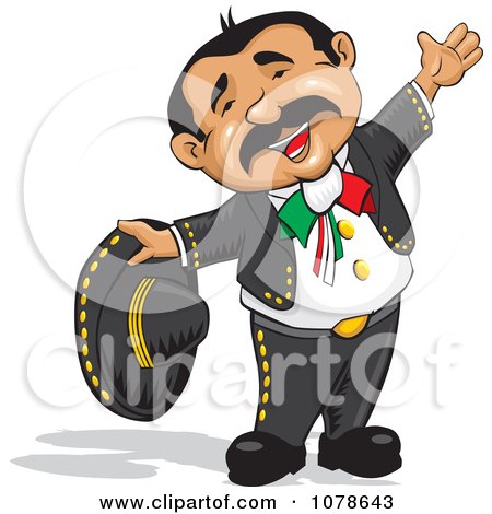Clipart Happy Mexican Rancherito Man - Royalty Free Vector Illustration by David Rey