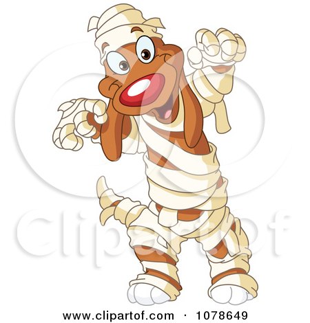 Clipart Cute Dog Dressed As A Mummy For Halloween - Royalty Free Vector Illustration by yayayoyo