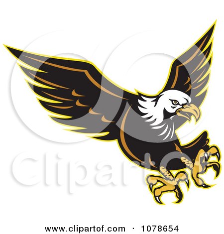 Clipart Retro Attacking Bald Eagle Logo - Royalty Free Vector Illustration by patrimonio