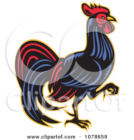 Clipart Retro Walking Rooster Logo - Royalty Free Vector Illustration by patrimonio