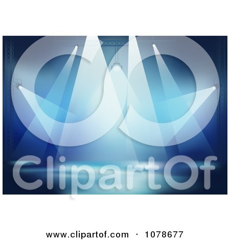 Clipart Blue Background Of Bright Stage Lights - Royalty Free Vector Illustration by dero