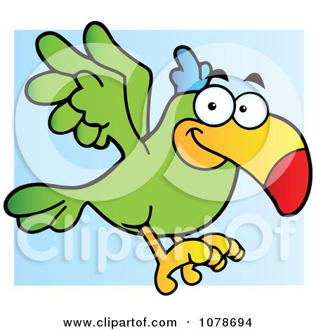 Clipart Green Parrot Flying - Royalty Free Vector Illustration by Hit Toon