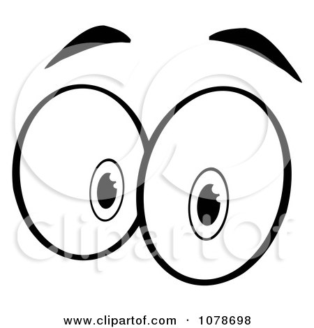 Clipart Black And White Pair Of Surprised Eyes - Royalty Free Vector Illustration by Hit Toon