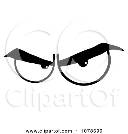 Clipart Black And White Pair Of Evil Eyes - Royalty Free Vector Illustration by Hit Toon