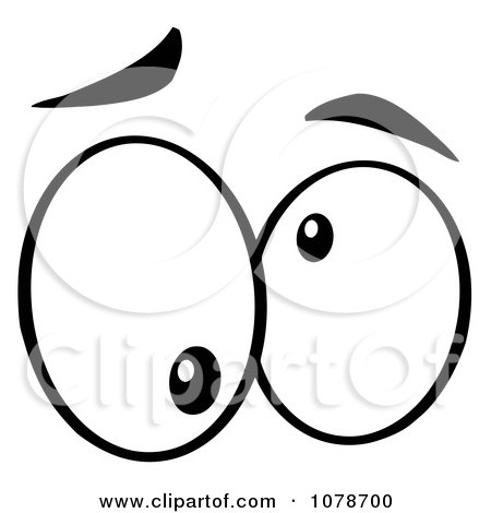 Clipart Black And White Pair Of Crazy Eyes - Royalty Free Vector Illustration by Hit Toon