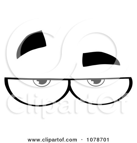 Clipart Black And White Pair Of Skeptical Eyes - Royalty Free Vector Illustration by Hit Toon