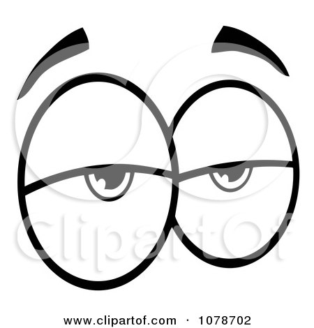 Clipart Black And White Pair Of Annoyed Eyes - Royalty Free Vector Illustration by Hit Toon