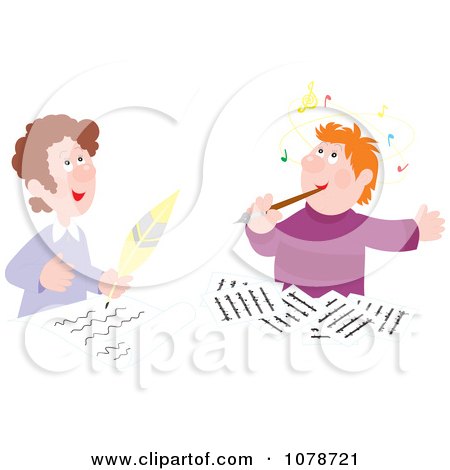 Clipart Male Authors And Composers Writing - Royalty Free Vector Illustration by Alex Bannykh