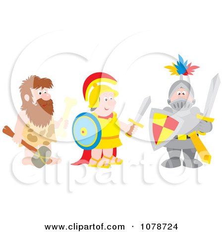 Clipart Caveman Soldier And Knight - Royalty Free Vector Illustration by Alex Bannykh