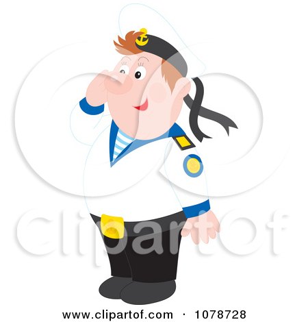 Clipart Saluting Sailor - Royalty Free Vector Illustration by Alex Bannykh