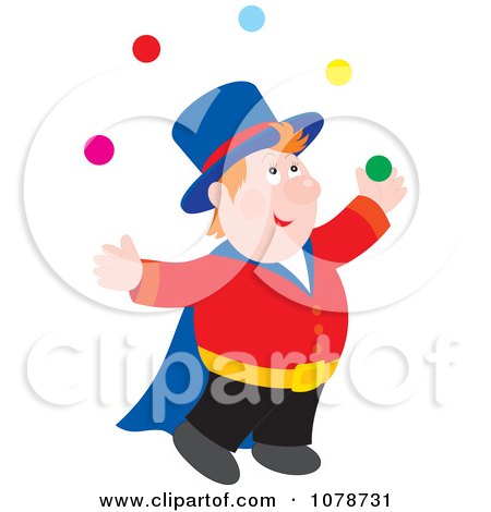 Clipart Happy Man Juggling - Royalty Free Vector Illustration by Alex Bannykh