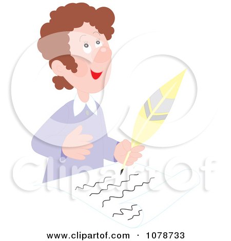 Clipart Author Writing And Thinking - Royalty Free Vector Illustration by Alex Bannykh