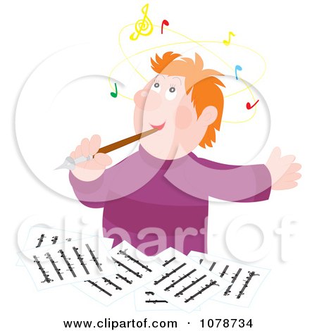 Clipart Composer Writing And Thinking - Royalty Free Vector Illustration by Alex Bannykh