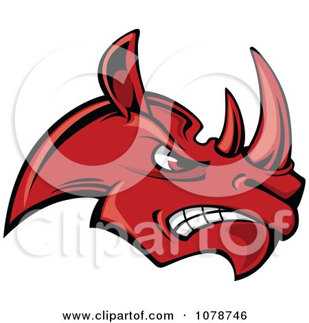 Clipart Mad Red Rhino Face Logo - Royalty Free Vector Illustration by Vector Tradition SM