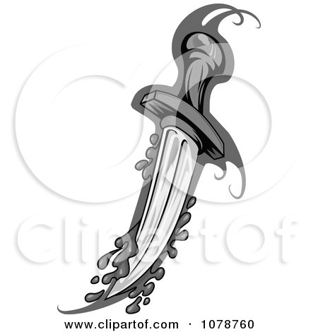 Clipart Grayscale Bloody Sword - Royalty Free Vector Illustration by Vector Tradition SM