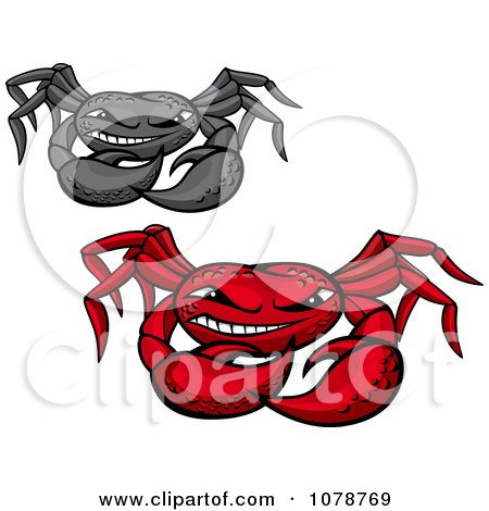 Clipart Grinning Gray And Red Crabs - Royalty Free Vector Illustration by Vector Tradition SM