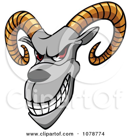 Clipart Grinning Aries Goat With Curling Horns - Royalty Free Vector Illustration by Vector Tradition SM